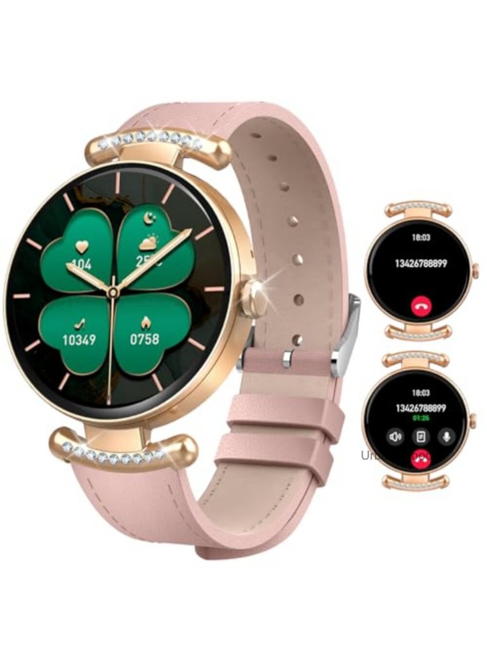 uaue Women's Smartwatch AMOLED Touchscreen Fitness Watch Calls Heart Rate